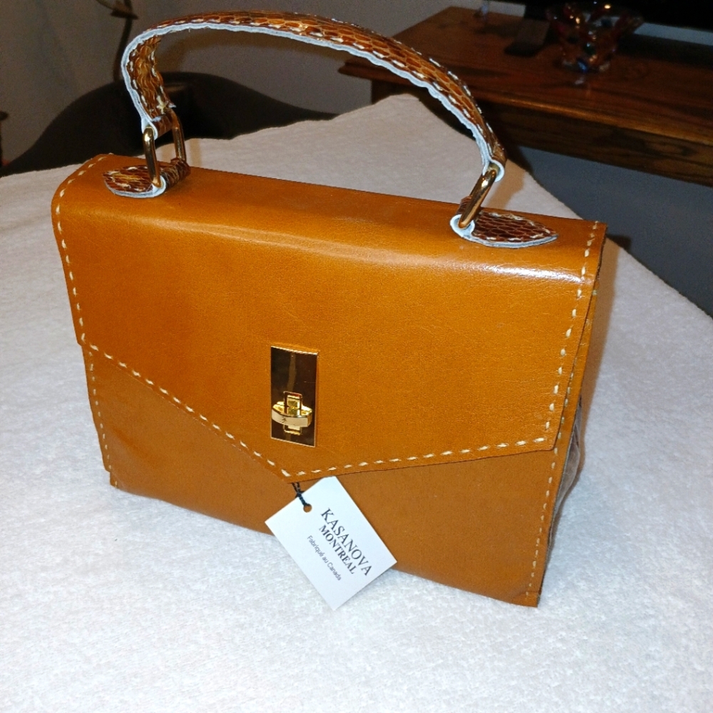 Kasanova 25 Women's Mango And Snake Skin Leather Handbag